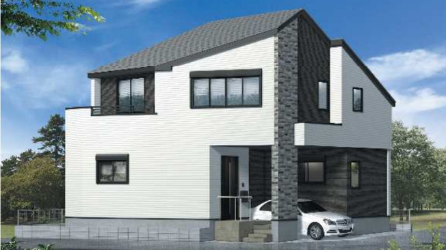 【外観パース】 | ～広々20.5帖のLDK ゆったり過ごせる５LDK～ | 完成予想図