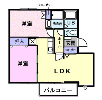 【間取り】 | フローラルヒルズＢ