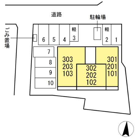 熊本市中央区国府１丁目のアパートの区画図
