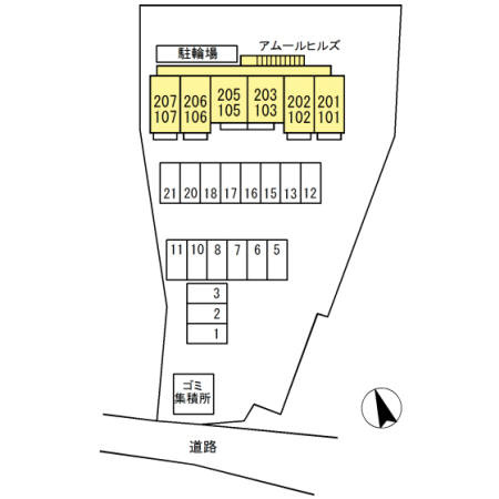 アムールヒルズの駐車場