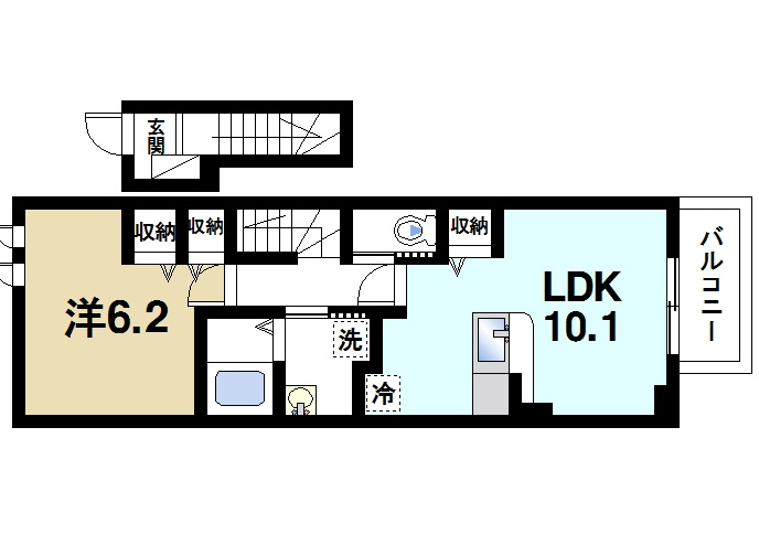 クレメントⅡの間取り|ゆったりと暮らせる1LDKの間取りです。