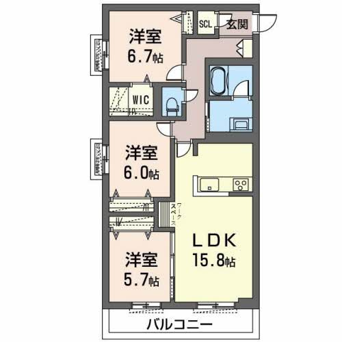 オカバ姫路青山シャーメゾンの間取り