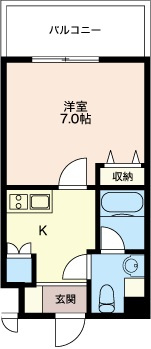 エスティメゾン亀戸の間取り|北向きですが、ワイドバルコニーで明るいお部屋です。