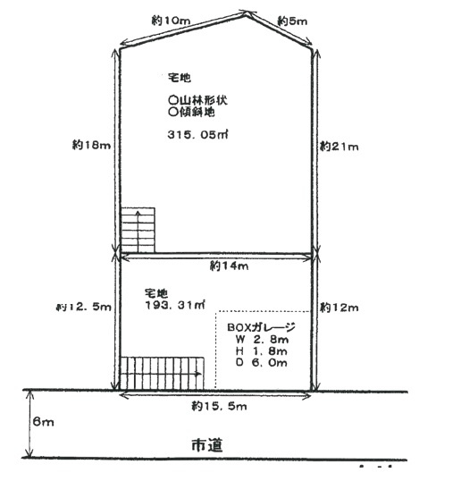 【土地図】 | 亀岡　南つつじヶ丘桜台二丁目　建築条件無し売土地 | 土地面積　約175.55坪　（山林 約95.30坪含む）