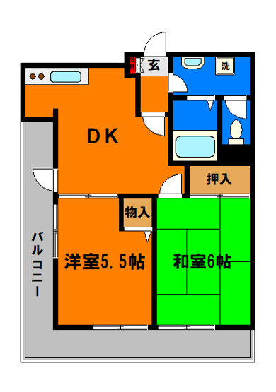 【間取り】 | 明生ビル | L字型のバルコニーの開放感♡