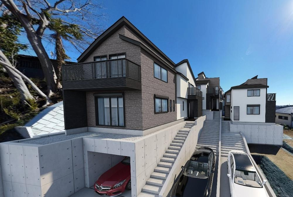 【横浜市保土ケ谷区宮田町３丁目293-4新築戸建て３号棟】（峯小学校・宮田中学校）の外観パース|LDKはゆったり約18.2帖。