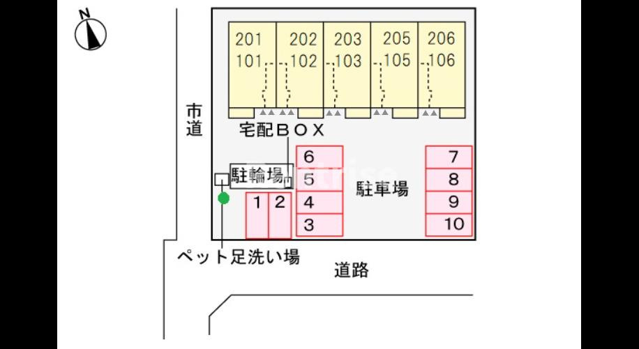 一宮市大和町妙興寺字横道のアパートの区画図
