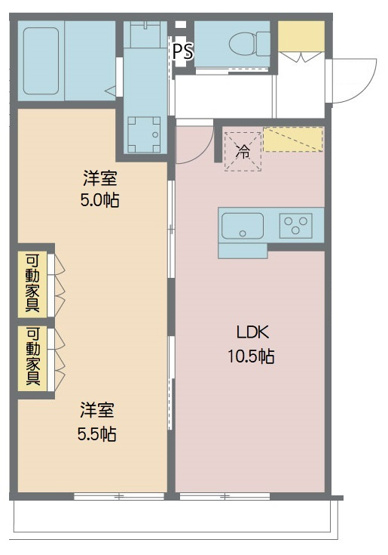 【間取り】 | Heritage | 可動家具のある特徴あるお部屋です