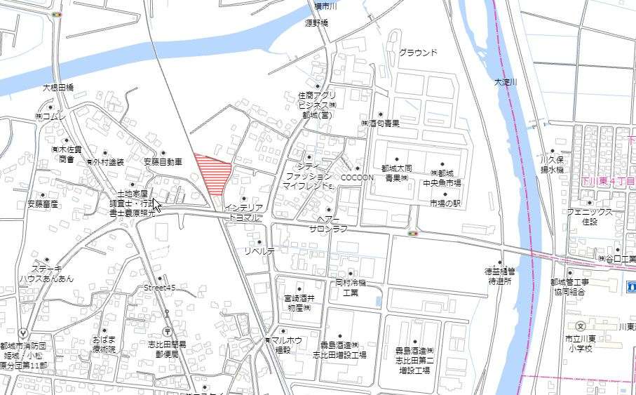 都城市志比田町の売地の土地図
