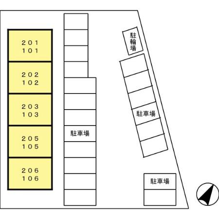 熊本市東区長嶺東９丁目のアパートの区画図