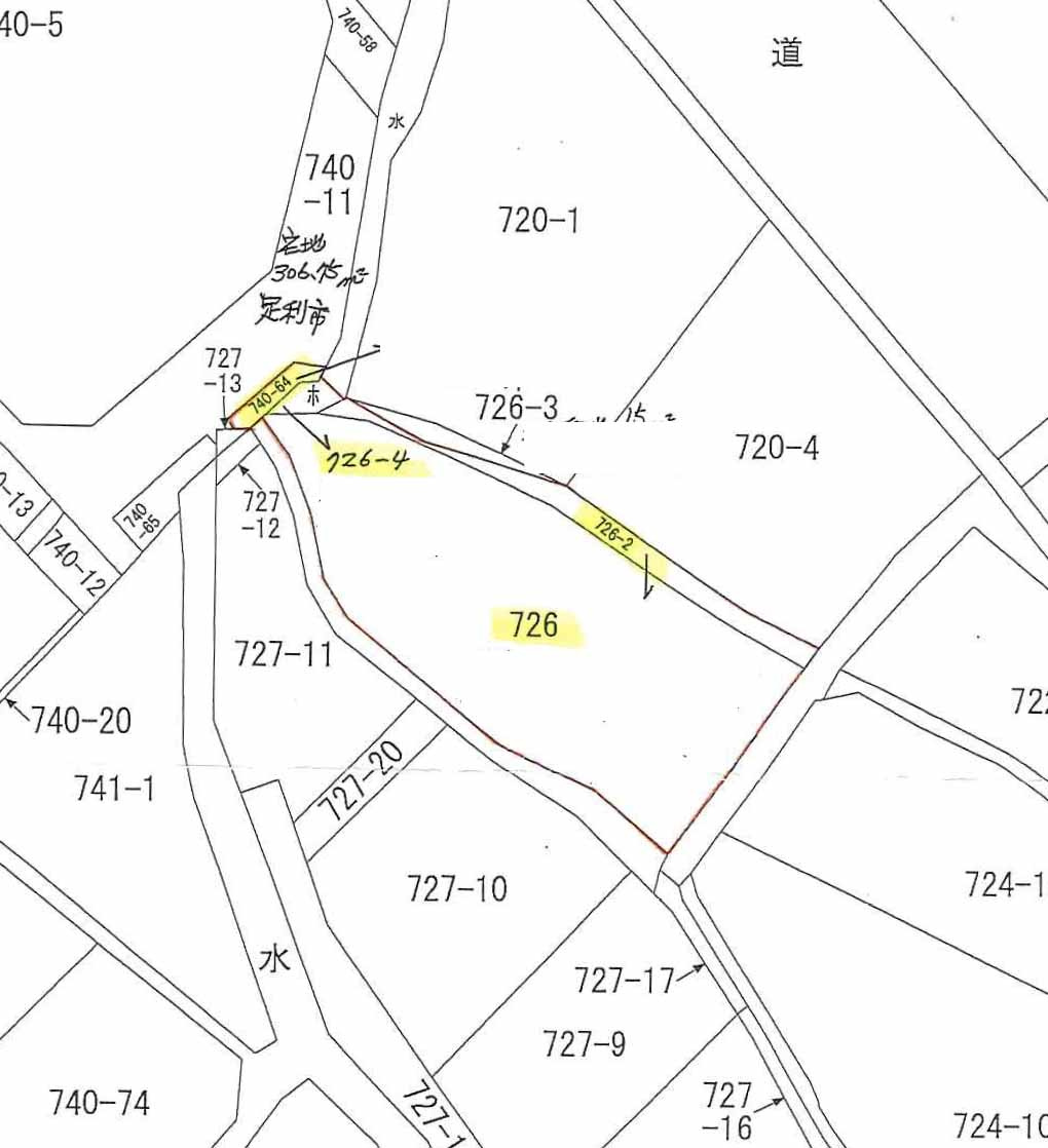 足利市葉鹿町の売地の区画図