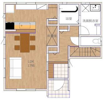 【間取り】 | 東区広谷 | 1階：LDK17帖
