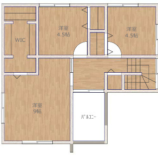 【間取り】 | 東区広谷 | 2階：洋室9帖・4.5帖×2部屋
WIC