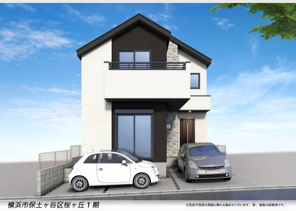 【横浜市保土ケ谷区桜ケ丘１丁目47-4新築戸建て１号棟】★仲介手数料無料★（桜台小学校・岩崎中学校）の外観パース|LD床暖房やエコジョーズ等、便利な設備充実。