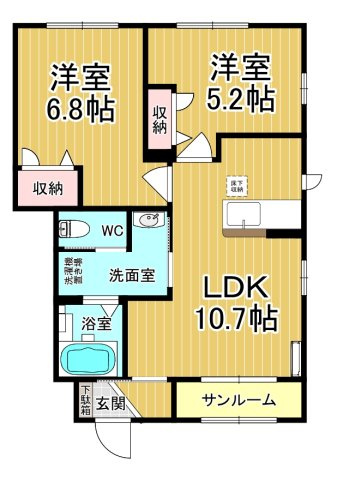 【間取り】 | ヴィラフェリーチェⅡ五番館 | 内覧写真は反転タイプのお部屋です♪