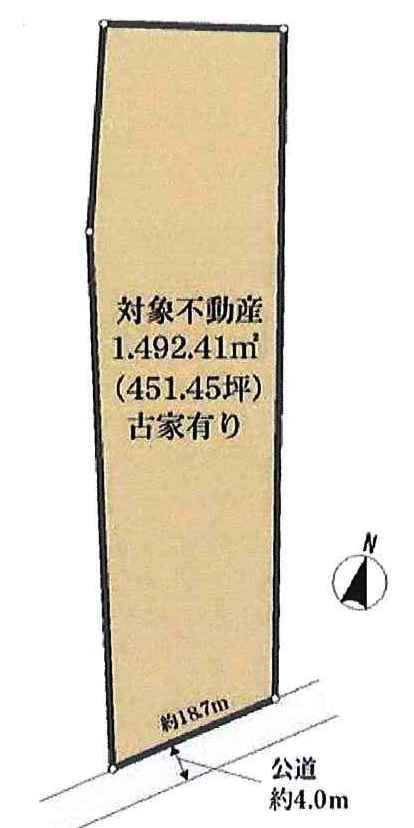 川越市小堤　建築条件なし売地　「鶴ヶ島駅」徒歩21分　敷地451坪　【名細小学区】の土地図