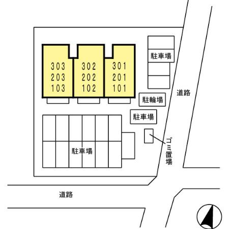 熊本市東区東野３丁目のアパートの区画図