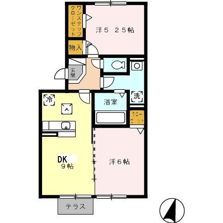熊本市東区東野３丁目のアパートの間取り
