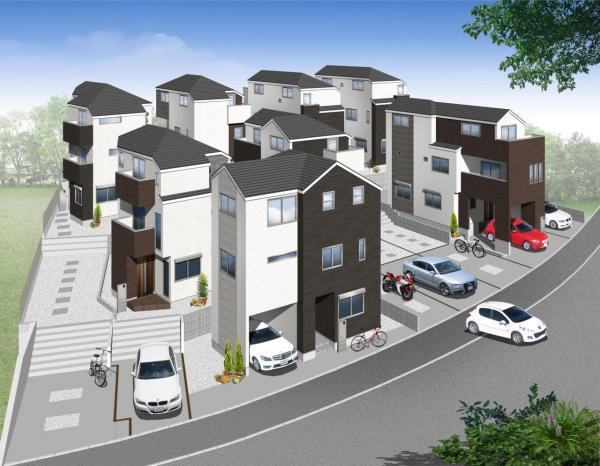 幅員約11mの公道に面し、、開放感たっぷりのお住まい♪の外観パース|整ったきれいな街並み。