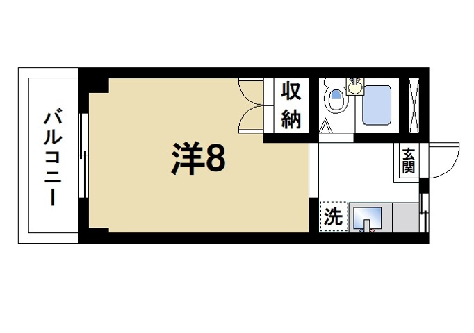コーポ華（肘塚町）の間取り|お一人暮らしにピッタリの1Rのお部屋です。