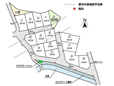 【区画図】 | 土地　金光町占見　グリーンハイツ第6期　全15区画 | 区画図になります。全15区画の新規分譲地です。