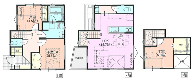 【参考プラン】 | 全６区画の新規分譲地　フリープラン対応のセミオーダー住宅 | 建物参考プラン ３号地　建物面積：89.00㎡３LDK