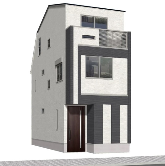 【外観パース】 | 南道路に面した明るい３LDK | 販売現地 2022年9月完成予定