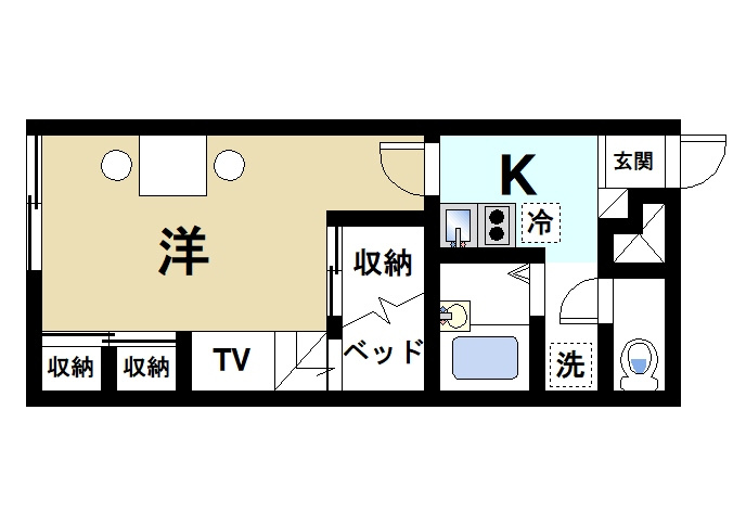 レオパレス冨田Ⅳの間取り|風通しが良い機能的なお部屋です