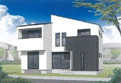 小田原市久野　新築戸建９号棟の外観パース|カースペースは2台駐車可能