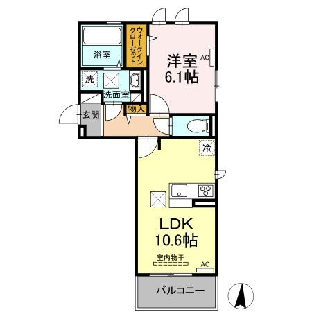 熊本市中央区国府１丁目のアパートの間取り