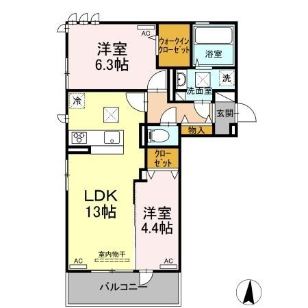 熊本市中央区国府１丁目のアパートの間取り