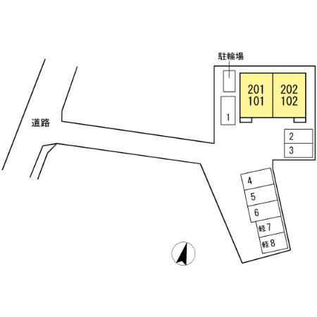 熊本市東区江津１丁目のアパートの区画図