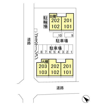 スカイハイツ池田Bの区画図