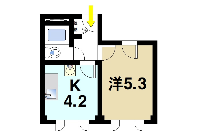 駅前グリーンビルの間取り|１Kの間取りです