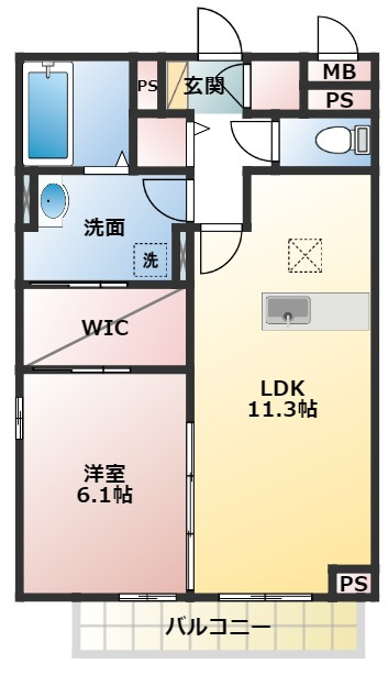 カーザ ヴェルデ Cの間取り