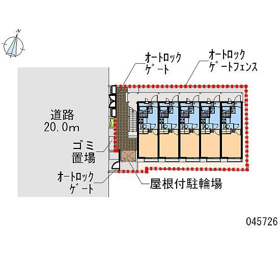 【区画図】 | コニファーⅡ | 敷地内に屋根付き駐輪場、ゴミ置き場あります。