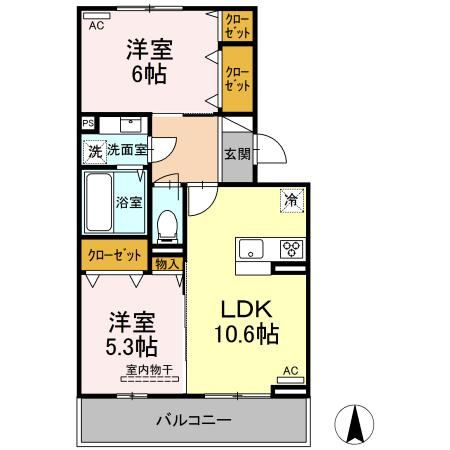 熊本市中央区八王寺町のアパートの間取り