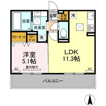 熊本市中央区八王寺町のアパートの間取り