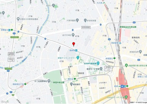 新宿区西新宿８丁目の事務所の地図