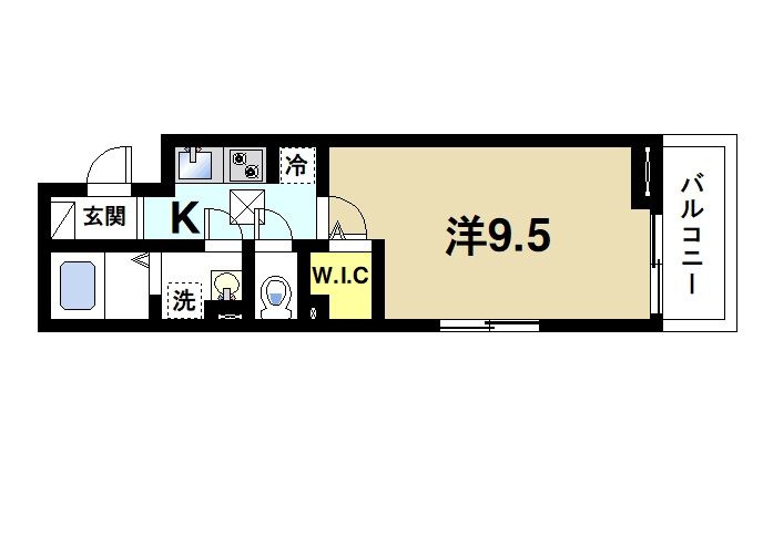 ラ・ルミエールの間取り|収納たっぷりな9.5帖の広々としたお部屋です。