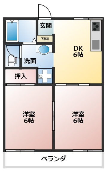 シャンポール北野Bの間取り