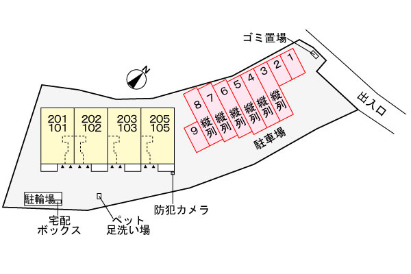 総社市井尻野のアパートの駐車場|イメージパース