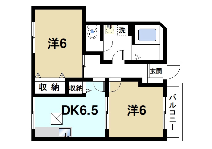 アマンプリの間取り|2DKの間取りです