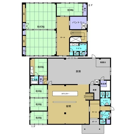 御坊駅近く　元料理店　土地226坪の間取り