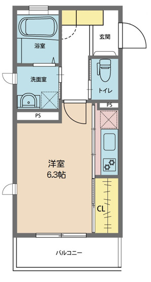 【間取り】 | ロングリヴェール | 設備が充実したお部屋です