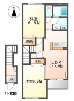 【間取り】 | ロイヤルヒルズⅡ | 2LDK:59.95㎡