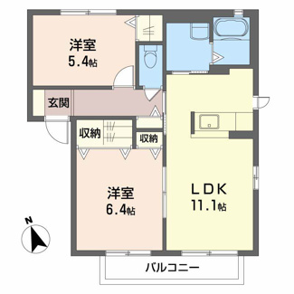 【間取り】 | ヴィレッジ中陣　Ｂ