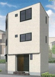 新築戸建（鶴見区小野町）の外観パース|外観パースです　新築戸建　3LDK　敷地面積：35.92㎡　建物面積：70.97㎡　南側公道（幅員）約6.5ｍ　西側公道（幅員）約4.5ｍ　角地　フラット35　