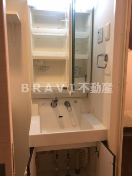 エステムプラザ大手前エヴァース BRAVI不動産の独立洗面台|【エステムプラザ大手前エヴァース】収納も豊富な独立洗面台