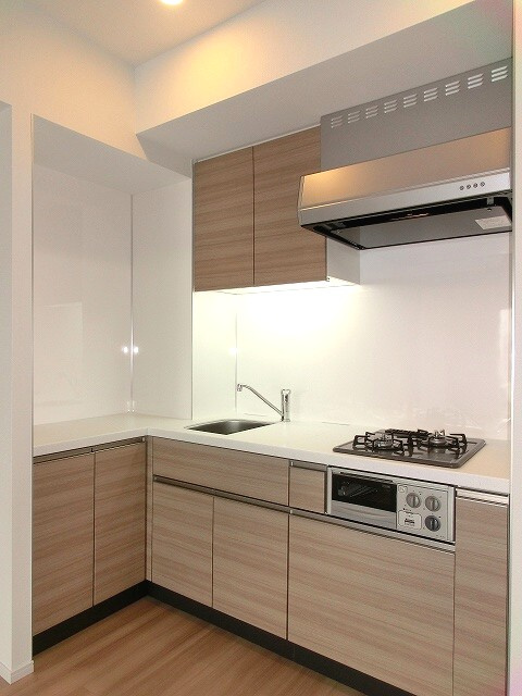 ParkAxis上野三丁目のキッチン|広々シンクに豊富な収納棚です